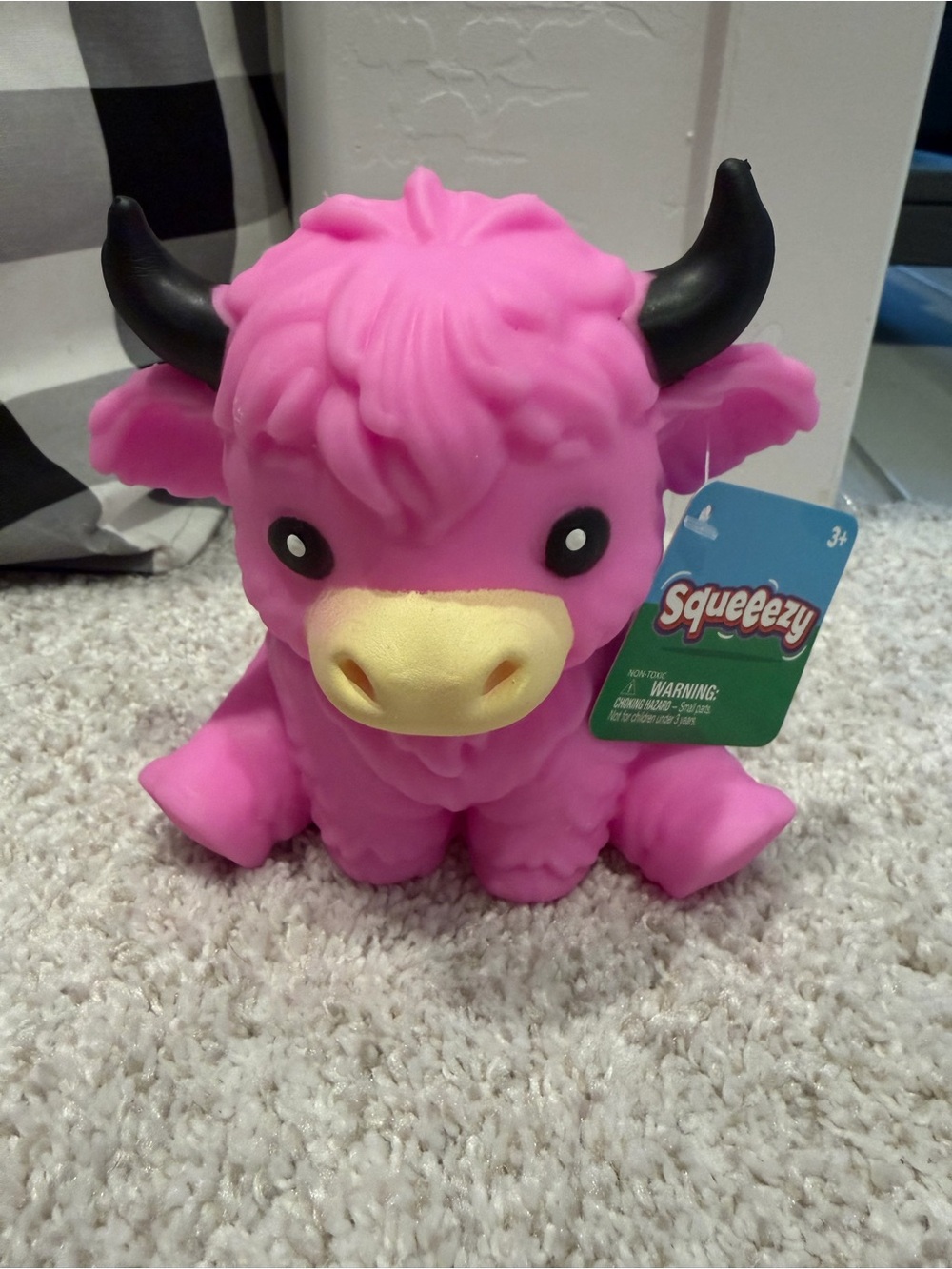 Pink Highland Cow Soft Squeeze Toy - Cute Sensory Plush